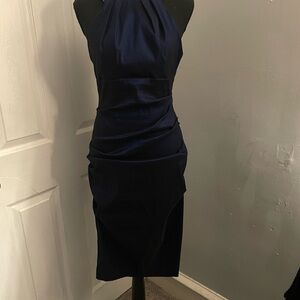 Xscape Midnight Blue Backless Dress